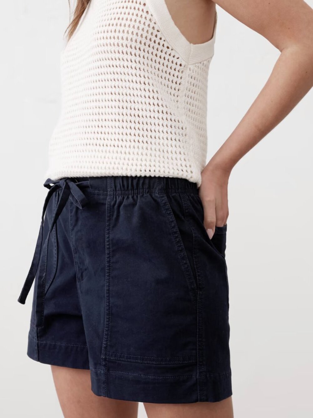 Banana Republic Factory High Rise Chino Shorts in Navy Blue